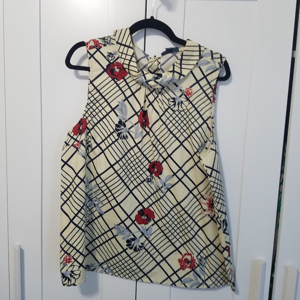Modcloth Floral Retro Criss Cross Striped Blouse